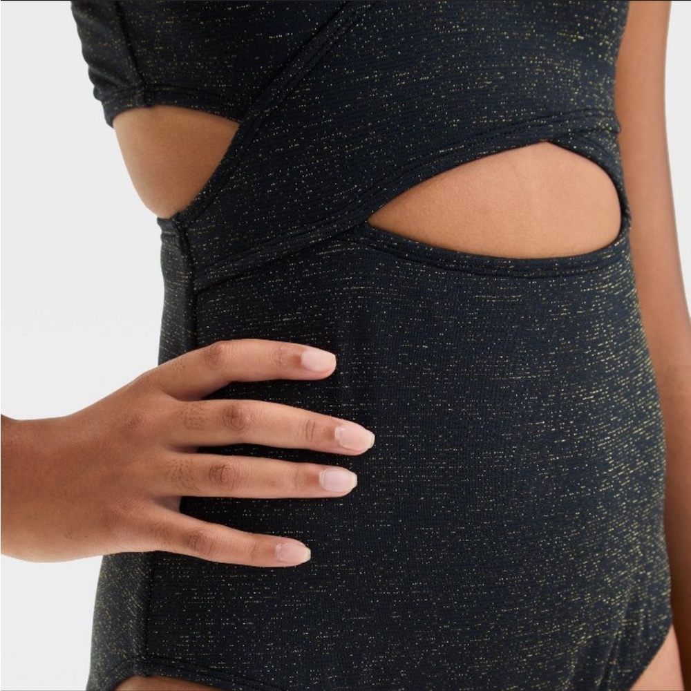 Art Class Black and Gold Cutout Swimsuit